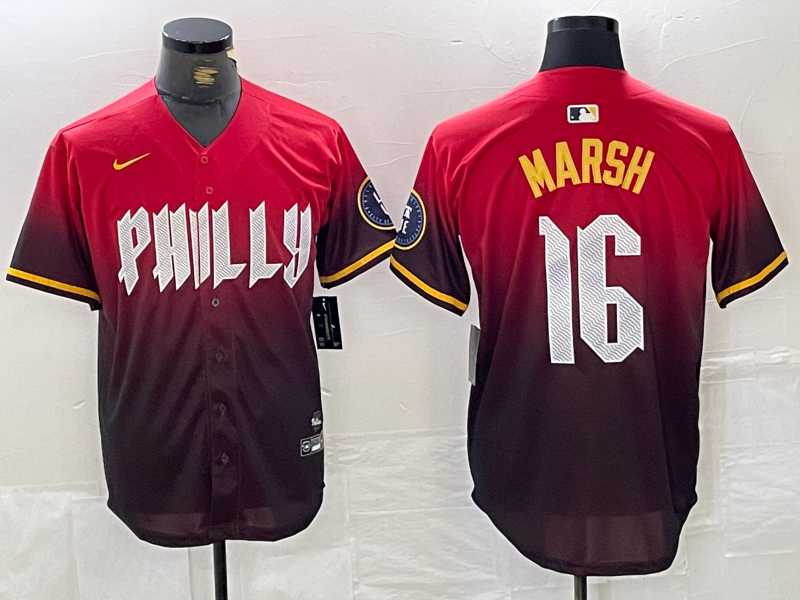 Mens Philadelphia Phillies #16 Brandon Marsh Red 2024 City Cool Base Jersey